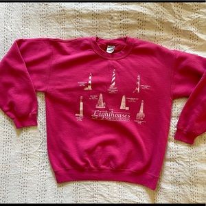 ❌❌Sold❌❌Vintage pink North Carolina lighthouse sweatshirt